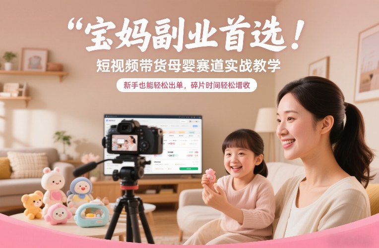 宝妈副业首选！短视频带货母婴赛道实战教学，新手也能轻松出单，碎片时间轻松增收-金融资料分享