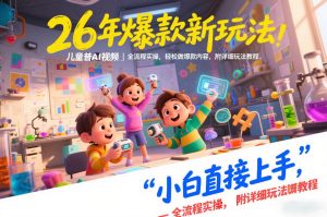 26年爆款新玩法，儿童科普AI视频，全流程实操，轻松做爆款内容，小白直接上手，附详细玩法教程-金融资料分享