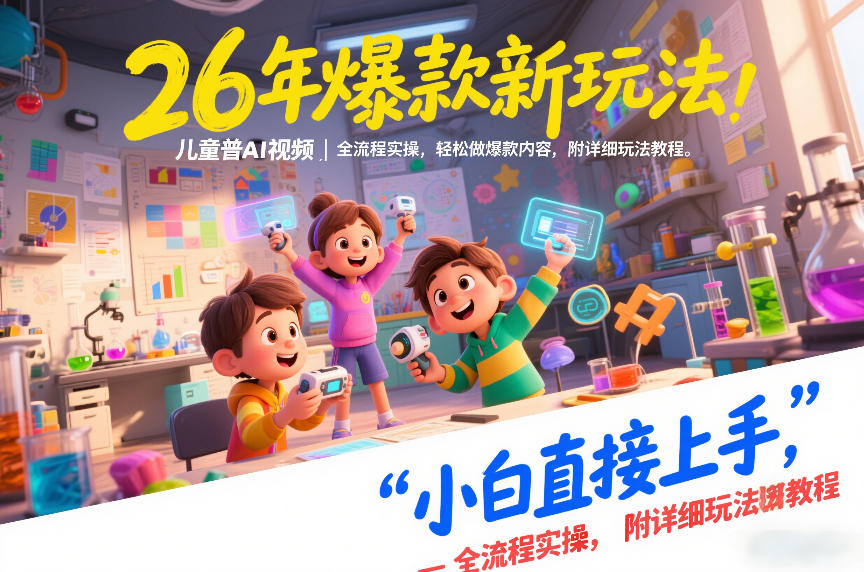 26年爆款新玩法，儿童科普AI视频，全流程实操，轻松做爆款内容，小白直接上手，附详细玩法教程-金融资料分享
