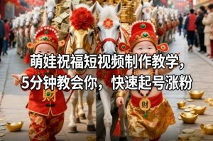 萌娃祝福短视频制作教学，5分钟教会你，快速起号涨粉-金融资料分享