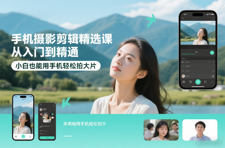 手机摄影剪辑精选课,从入门到精通,小白也能用手机轻松拍大片-金融资料分享