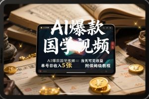 AI爆款国学视频，独家起号方法，小白直接上手，当天可见收益，单号日收入5张+附保姆级教程-金融资料分享