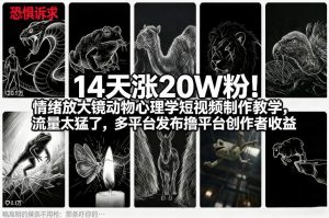 14天涨20W粉！情绪放大镜动物心理学短视频制作教学，流量太猛了，多平台发布撸平台创作者收益-金融资料分享