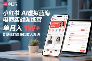小红书AI虚拟蓝海电商实战训练营，单月入1W+，0基础打造睡后收入系统-金融资料分享