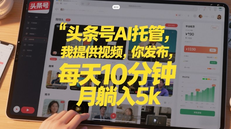 头条号AI托管,我提供视频,你发布,每天10分钟,月躺入5k+【揭秘】-金融资料分享