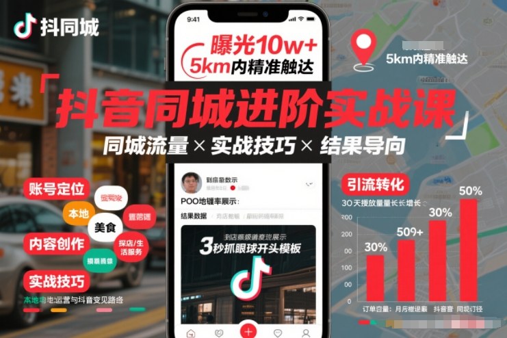抖音同城进阶实战课,助你同城流量拿到结果-金融资料分享