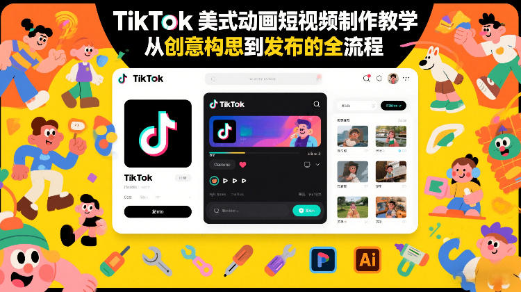 TikTok美式动画短视频制作教学，从创意构思到发布的全流程-金融资料分享
