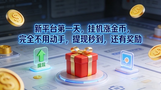 新平台第一天,挂G涨金币,完全不用动手,提现秒到,还有奖励【揭秘】-金融资料分享