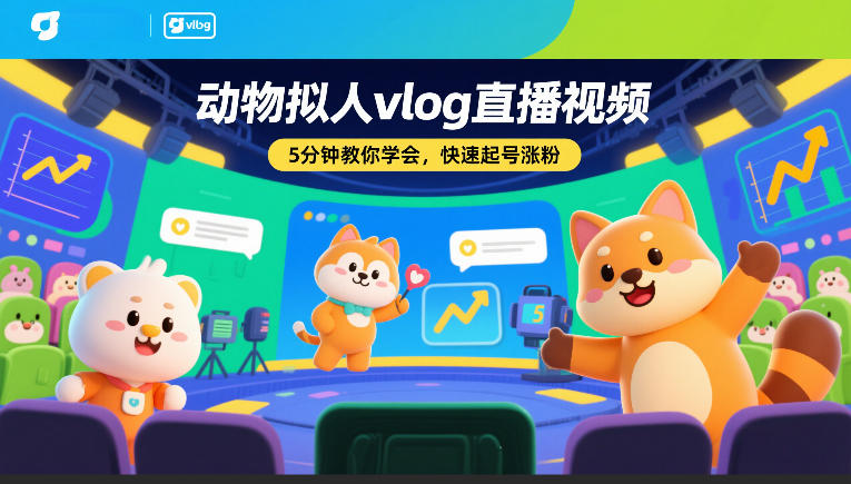 动物拟人vlog直播视频,5分钟教你学会,快速起号涨粉-金融资料分享